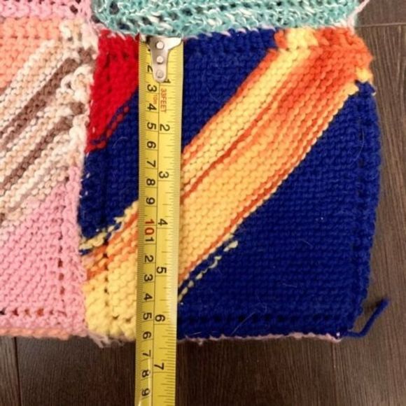 HANDMADE Patchwork Square Afghan Blanket Throw 42x42” Knitted Crochet Cover Boho - Picture 8 of 8